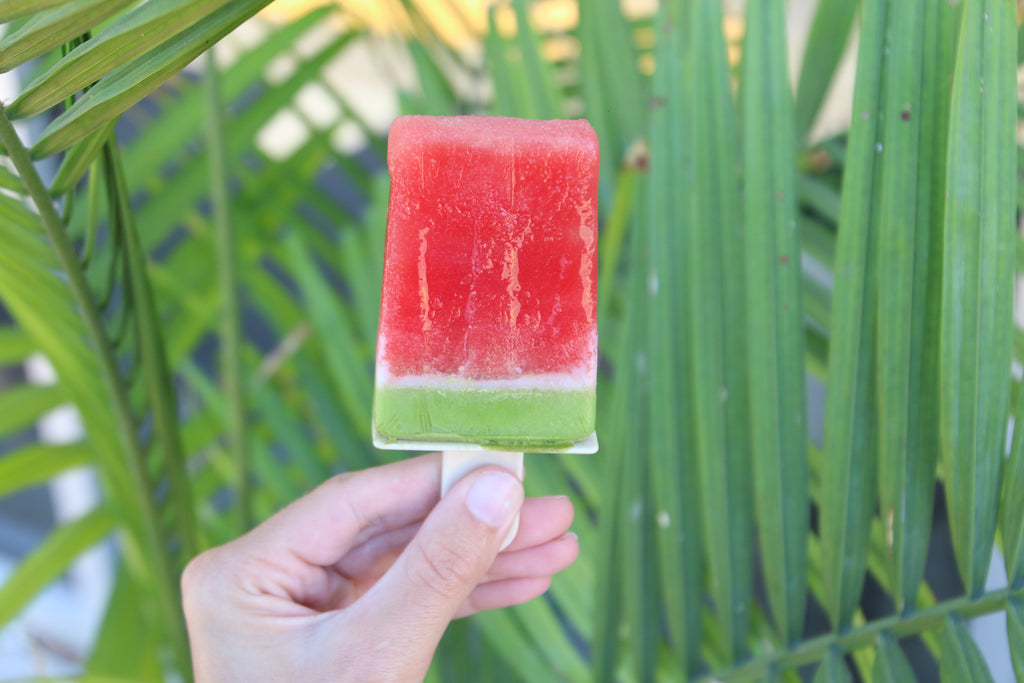 Super simple watermelon matcha ice pops!