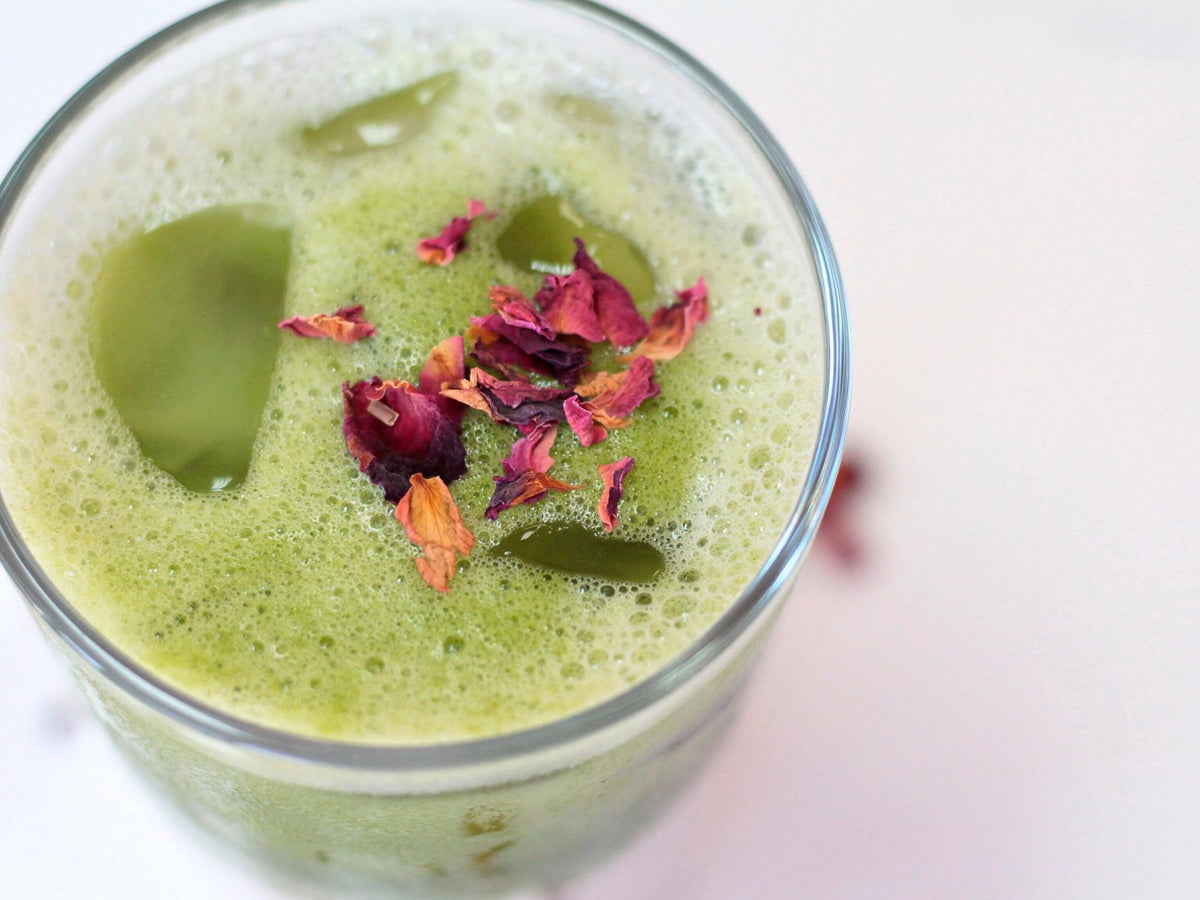 Iced rose matcha latte