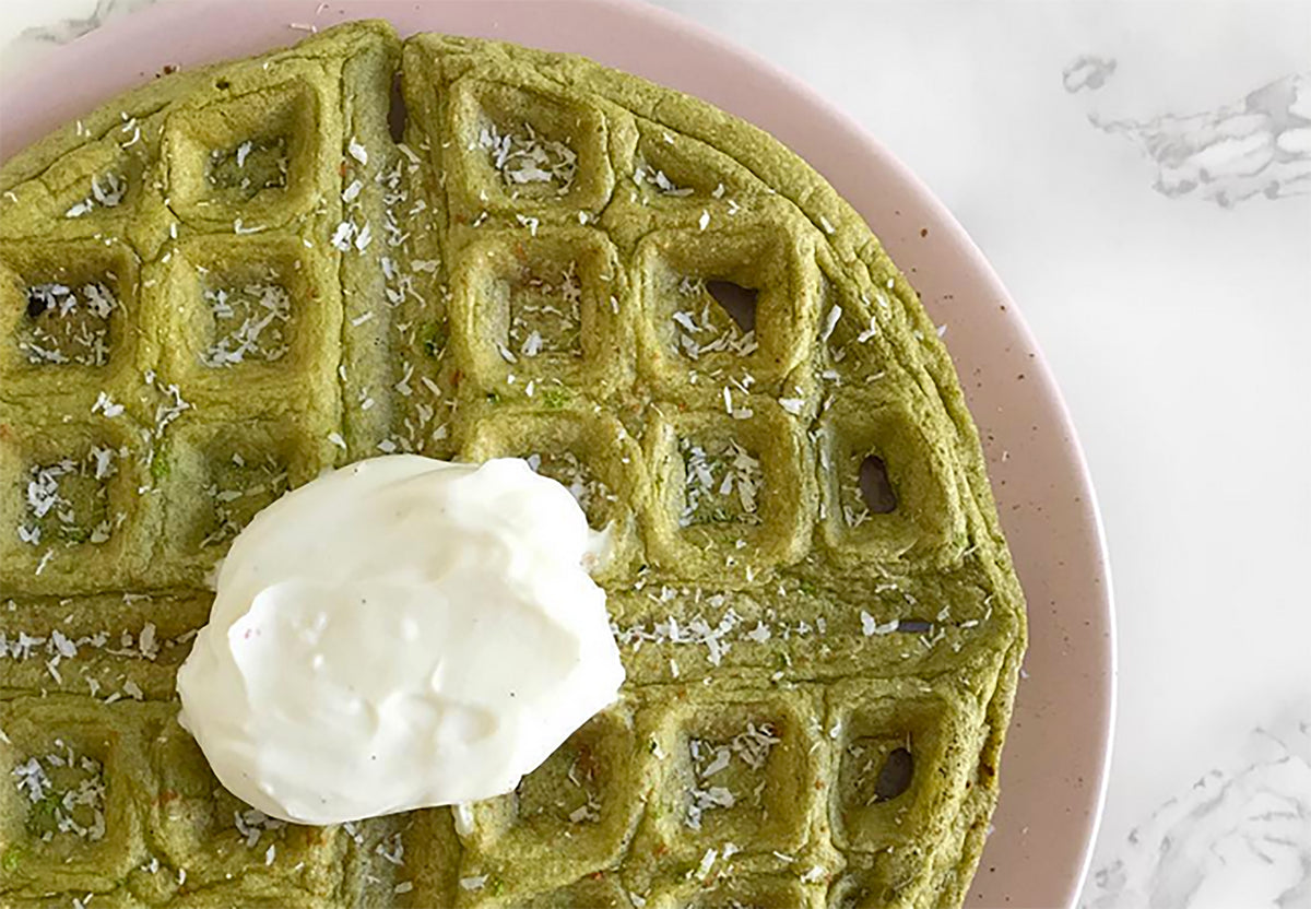 Matcha Oatmeal Coconut Waffles