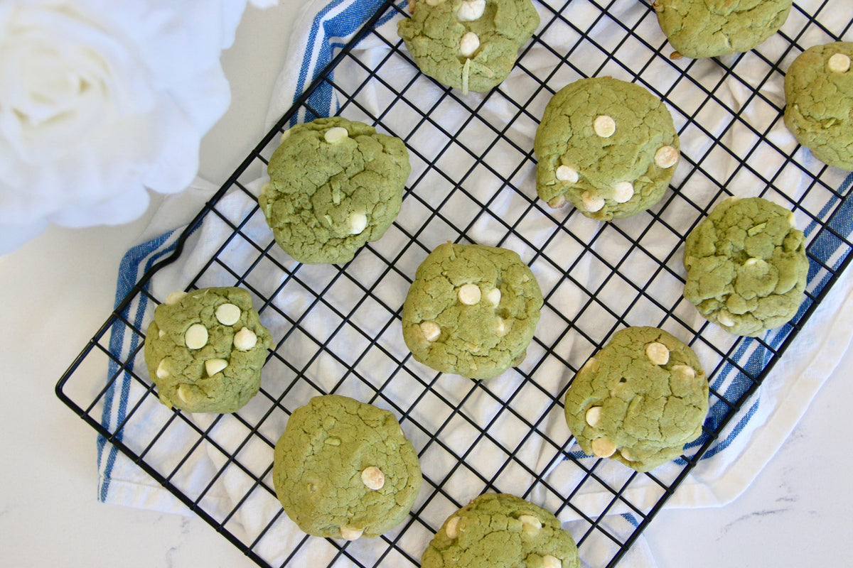 Matcha white chocolate chip coconut cookies