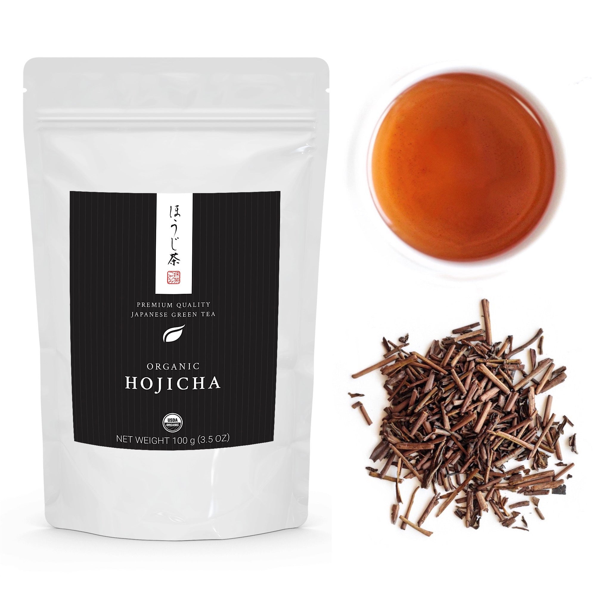 Organic Japanese Hojicha - Yabukita Cultivar 100g (3.5oz) bag - Radiation Free - Low Caffeine - Loose Leaf Green Tea